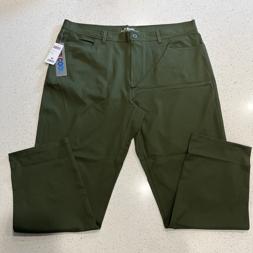 32 Degrees Cool Performance Pant, Green, Regular Fit, Stretch, Men's 40x30, NWT